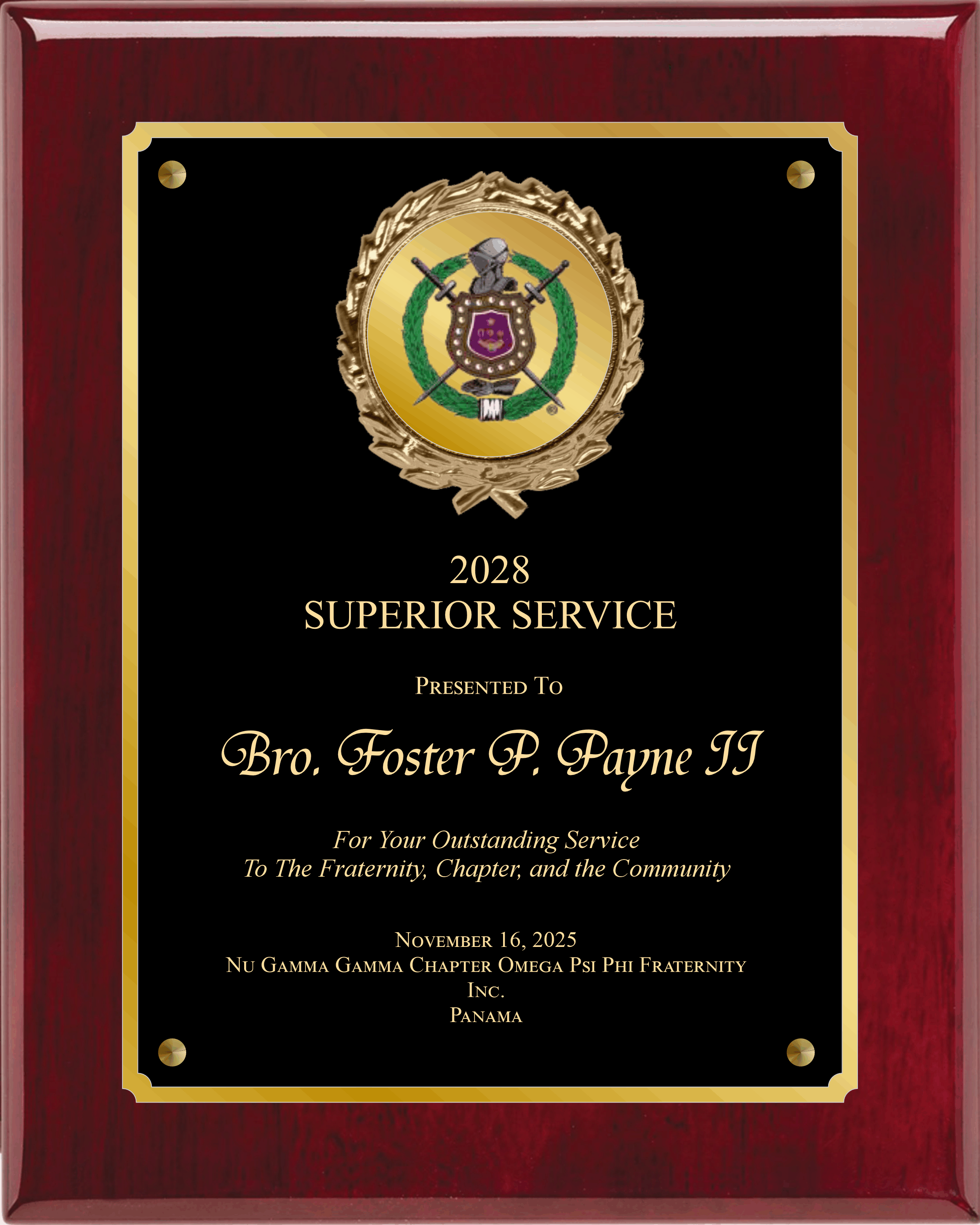 Rosewood Piano Finish Plaque With Plate