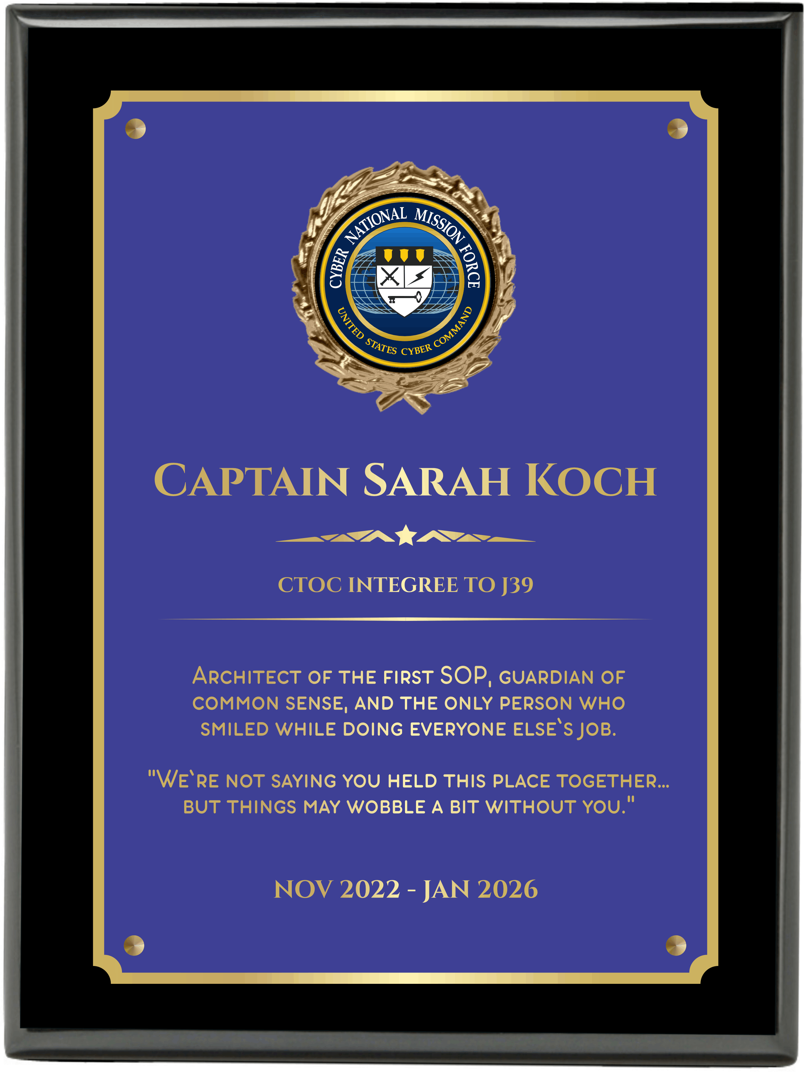 Executive Ebony Piano Finish Plaque