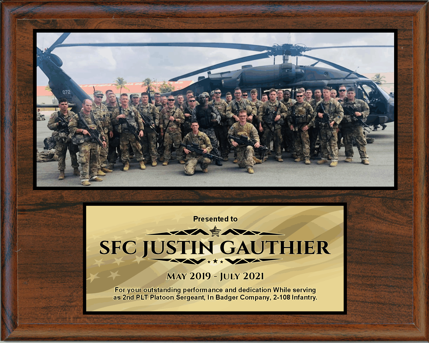 Solid Walnut Plaque With Dual Plate