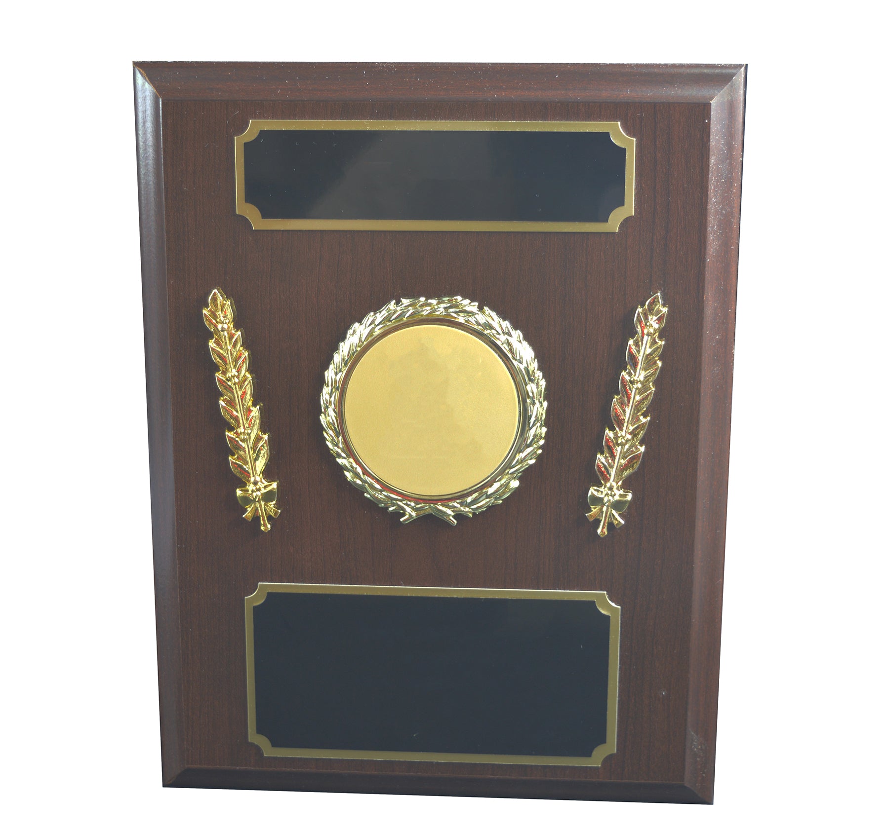 Simulated Walnut With Dual Plate, Wreath And Trim