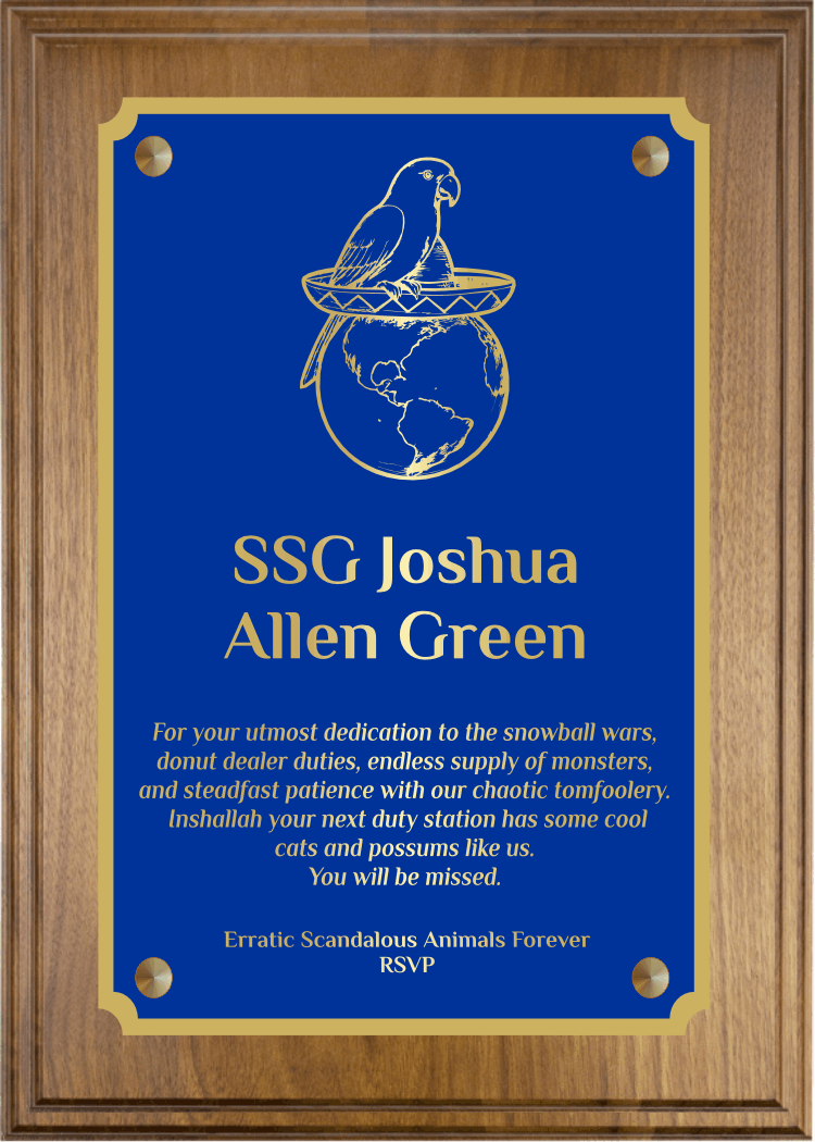 Solid Walnut Plaque