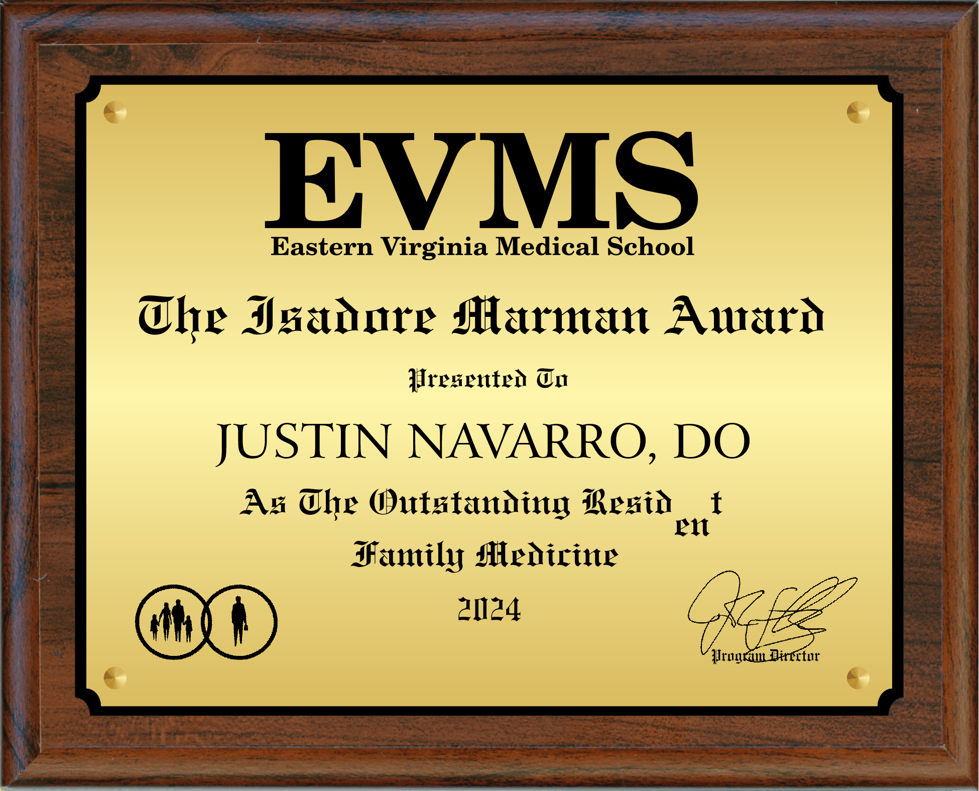 Standard Simulated Walnut Plaque With Full Sized Engraving Plate