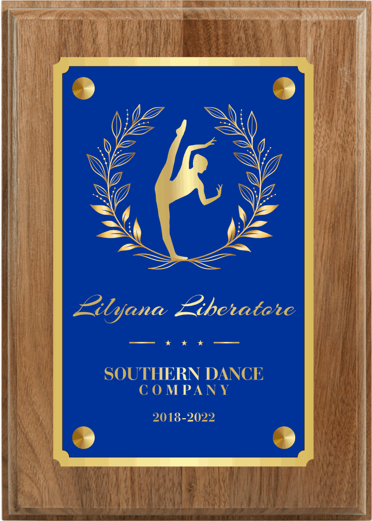 Standard Solid Walnut Plaque With Full Sized Engraving Plate