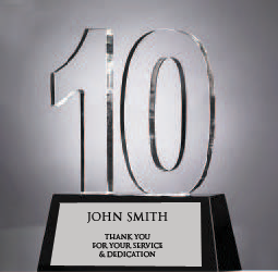 Years Of Service In Black And Clear Crystal