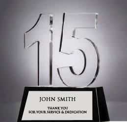 Years Of Service In Black And Clear Crystal