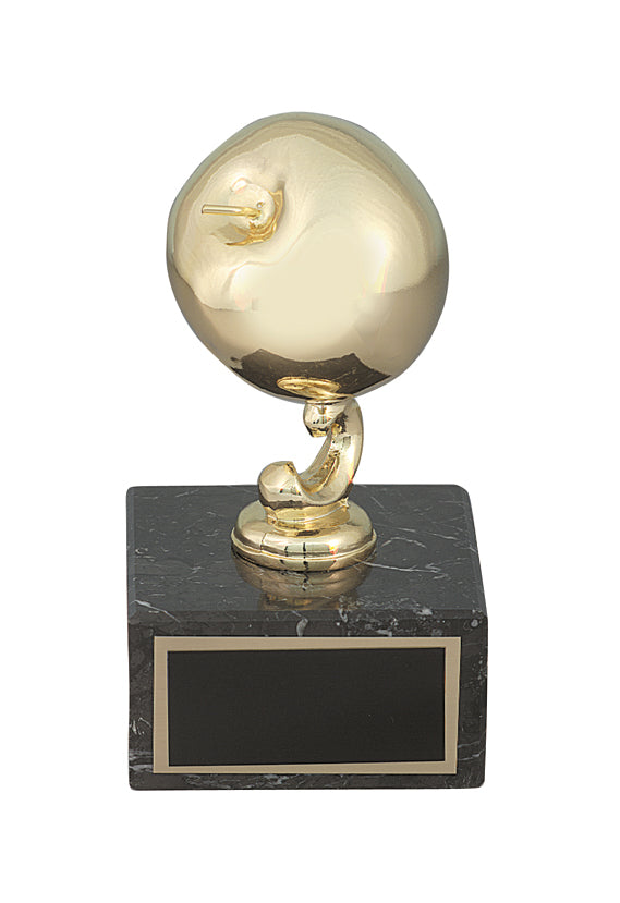 Gold Metal Apple on Marble Base
