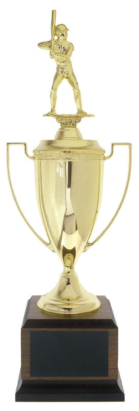 Classic Gold metal award cup with lid and figure