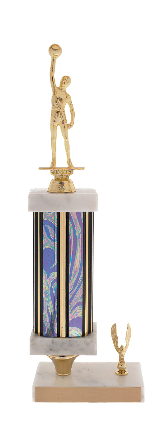 Rectangular Column Trophy with Marble Caps, Choice of Figure and Trim