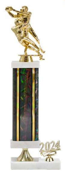Rectangular Column Trophy with Marble Caps, Choice of Figure and Trim