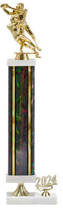 Rectangular Column Trophy with Marble Caps, Choice of Figure and Trim