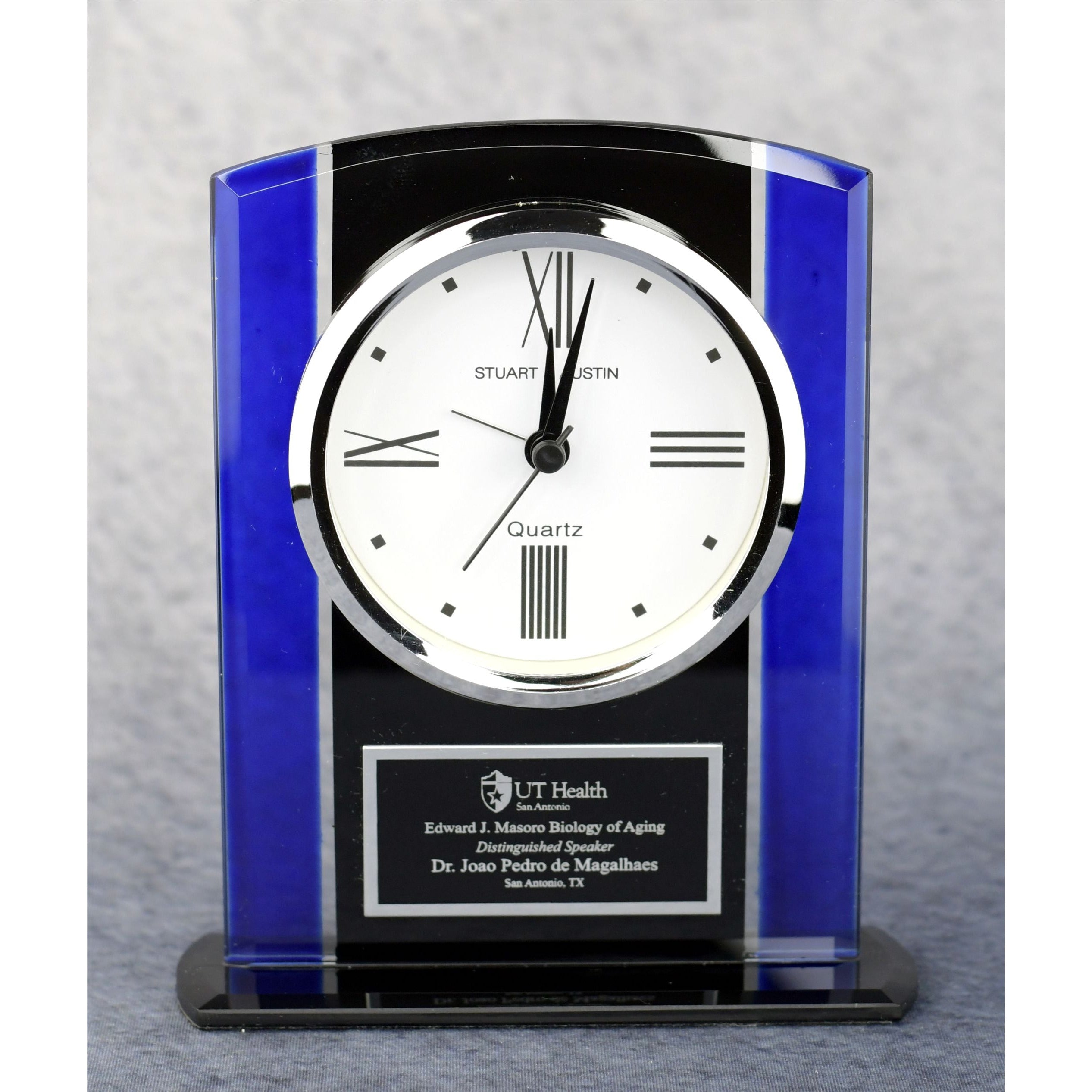 Economy Black and Blue Glass Clock