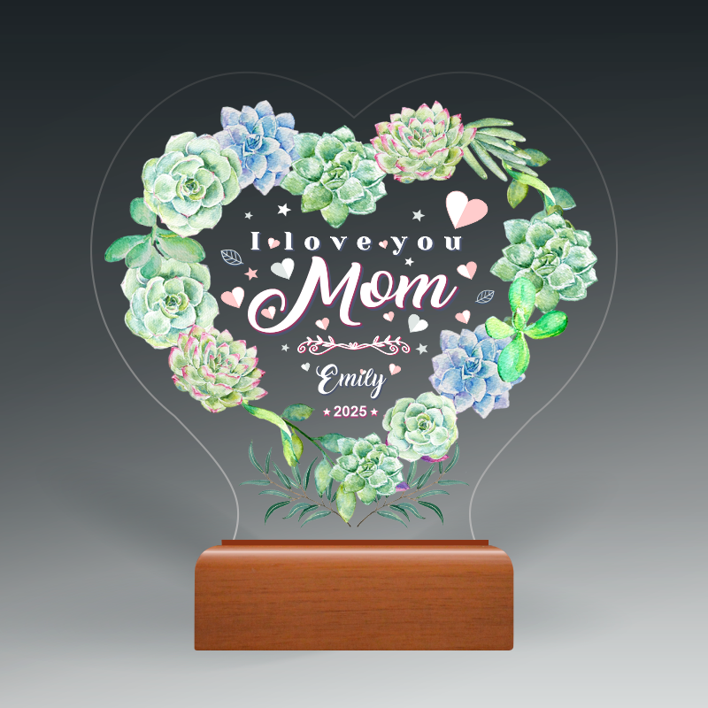 Custom Cut acrylic with color in wood base