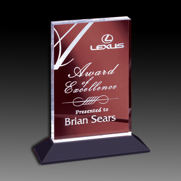 Acrylic Rectangle mounted on a Walnut Black Base