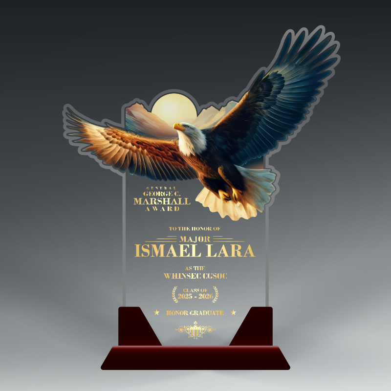 Soaring eagle in rosewood base - 13"