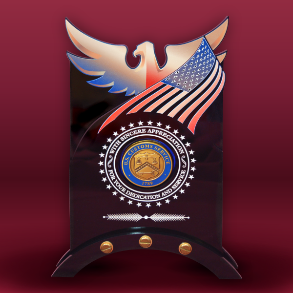 Acrylic Coin Display with Eagle Flag Design