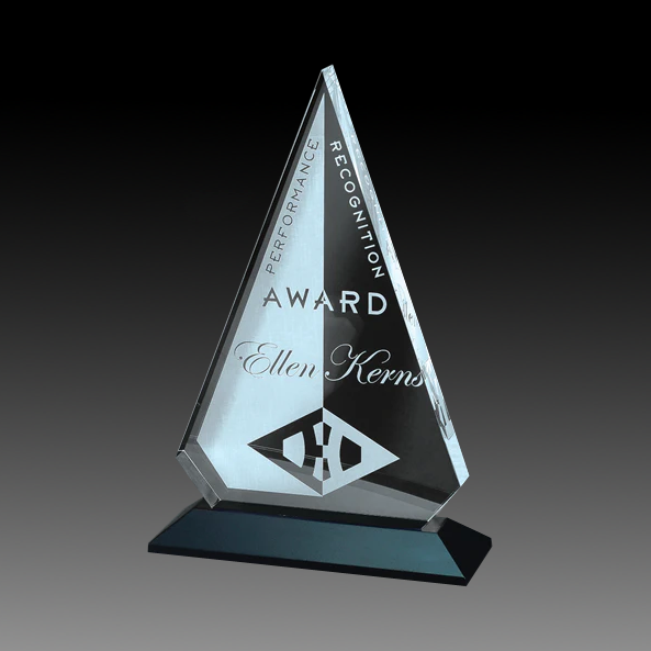 9" Acrylic Triangle On Ebony Wood Base