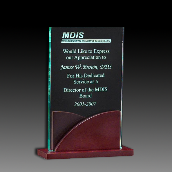 Acrylic Award On A Mahogany Finish Base