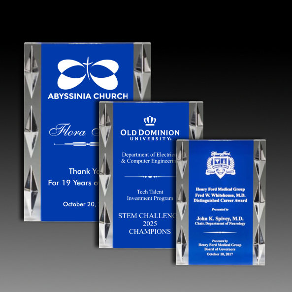 Acrylic Award With Blue Background And Jewel Accents