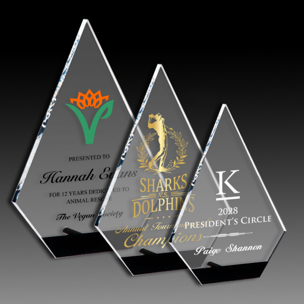 Diamond Series Clear Acrylic With Black Accent And Silver Post