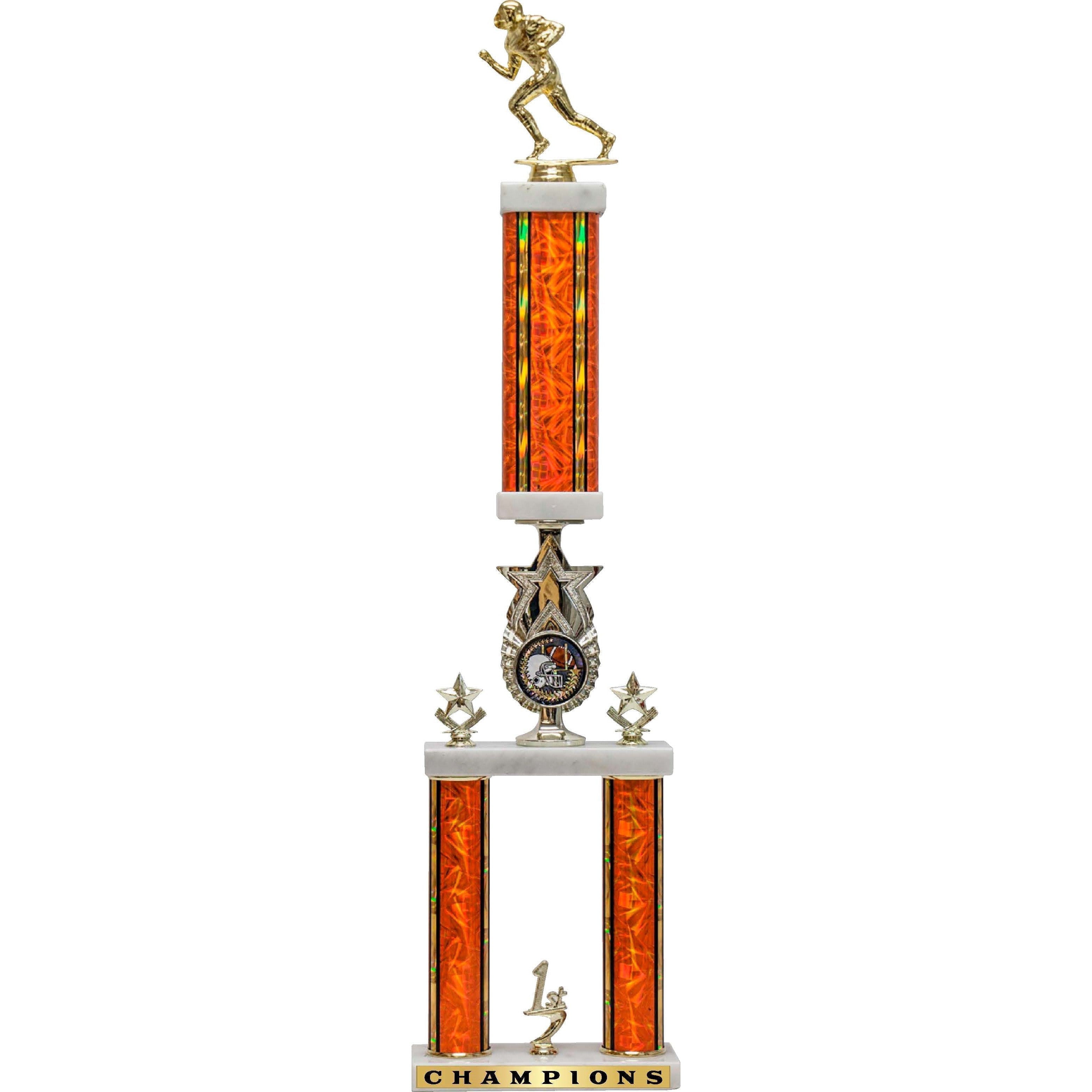 Star Riser 2-Post Team Trophy With Rectangular Column