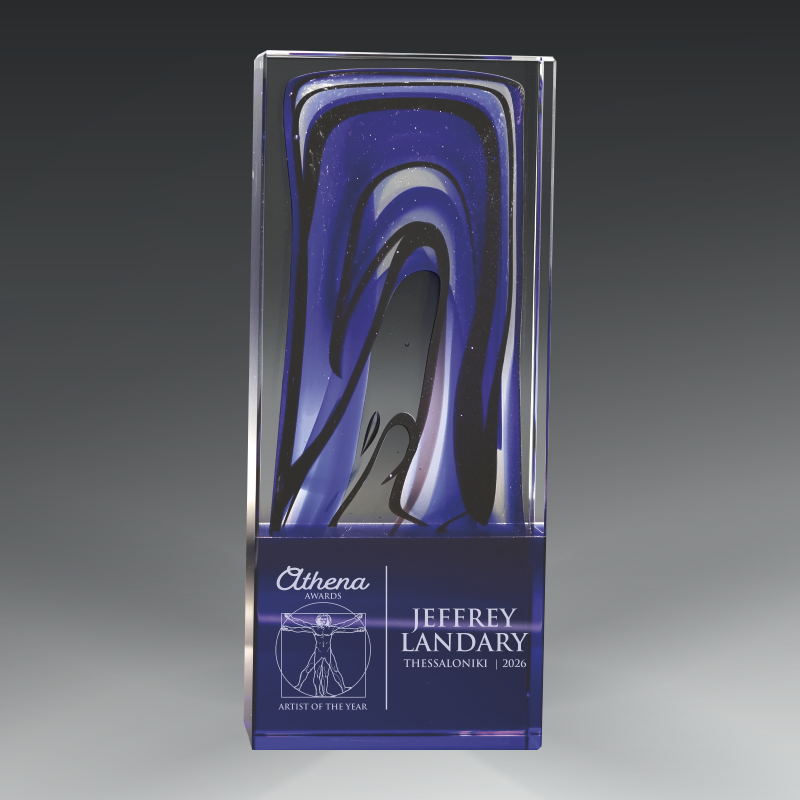 7.5 Inches Art Glass Blue Picaso