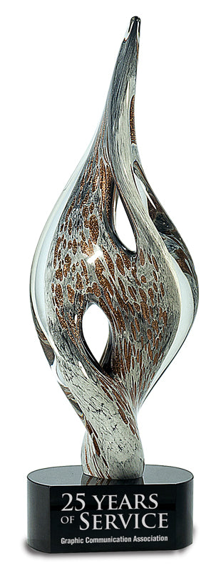 15" Spire Twist Art Glass On Black Base