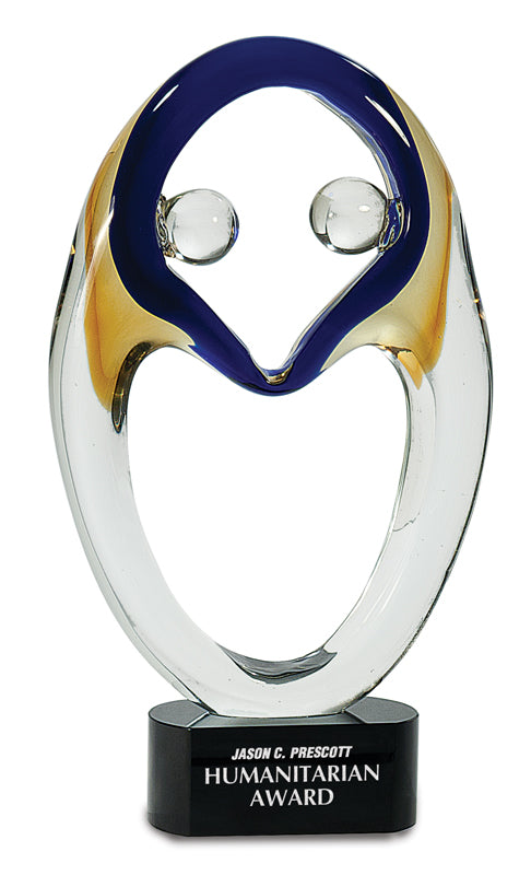 14" Together Art Glass On Black Base