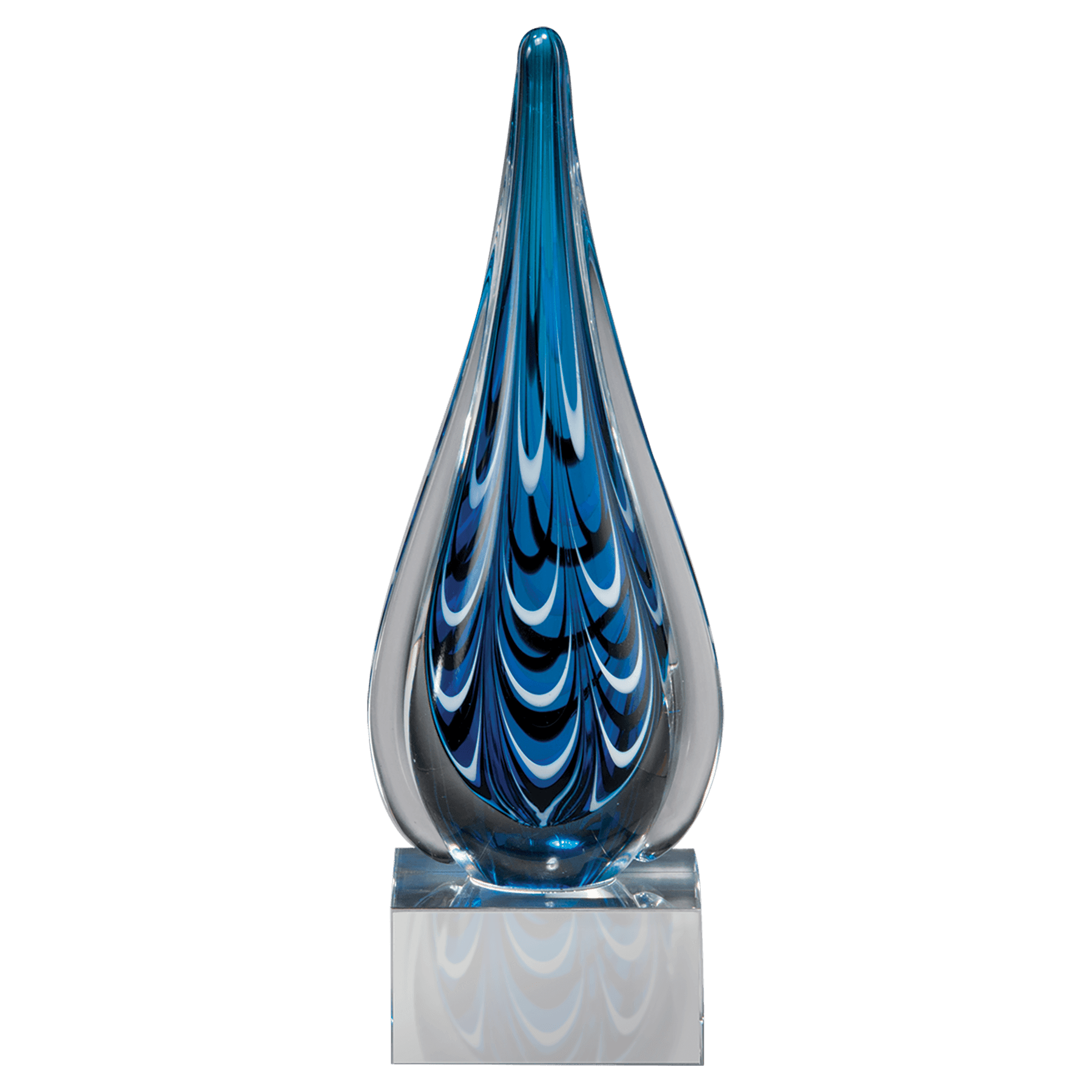 Blue And Black Teardrop Art Glass