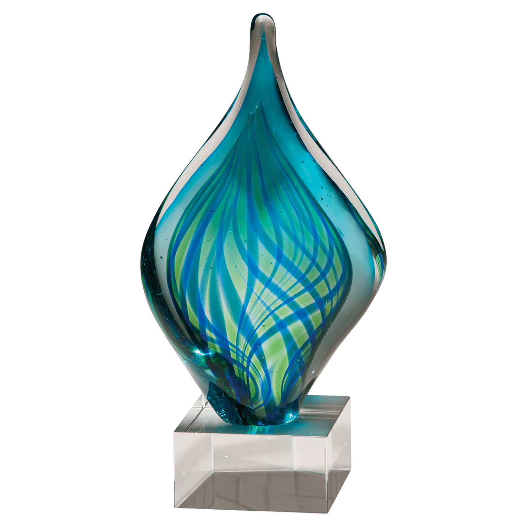 8.75" Blue And Green Twist Art Glass