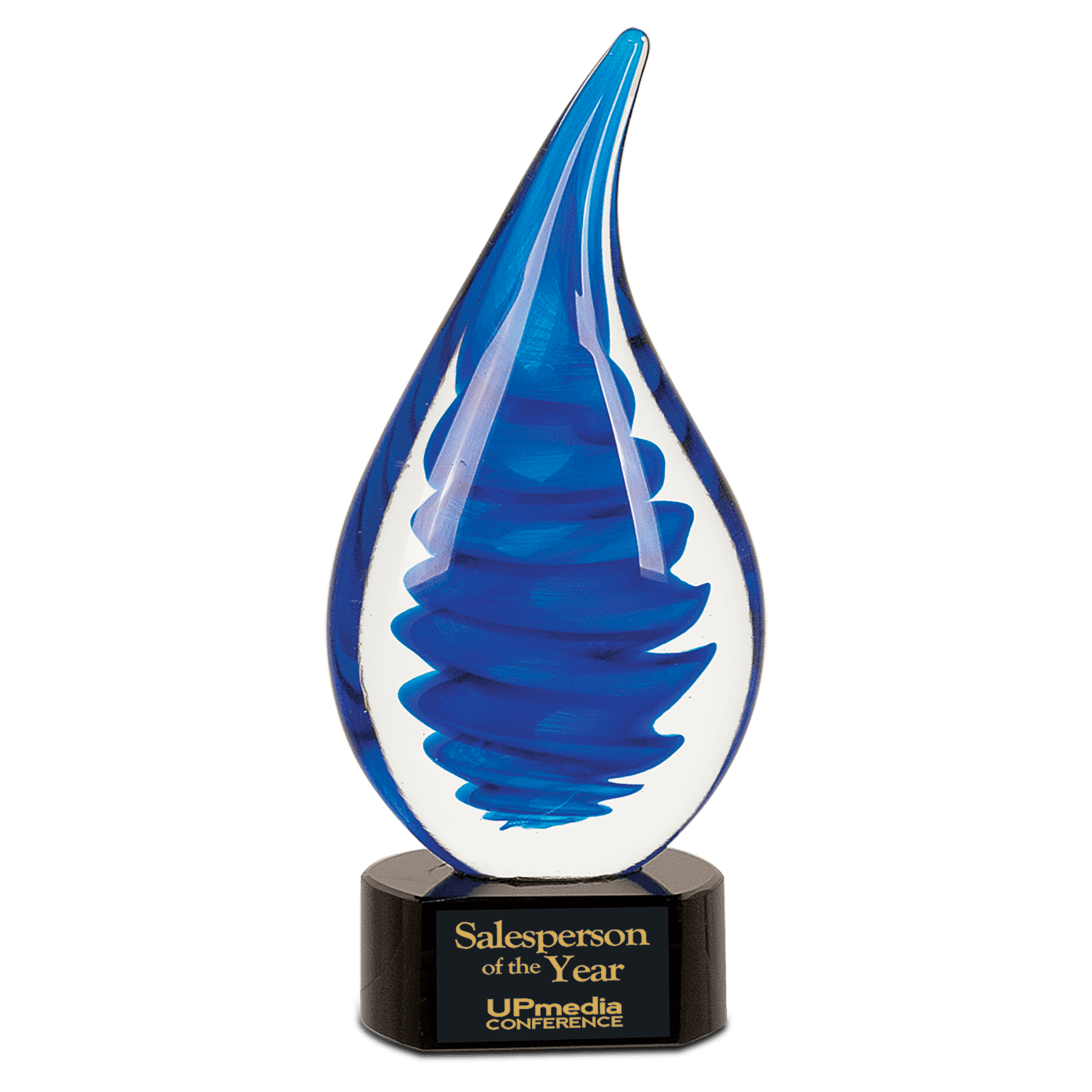 10.25 Inch Blue Twist Rain Drop Art Glass
