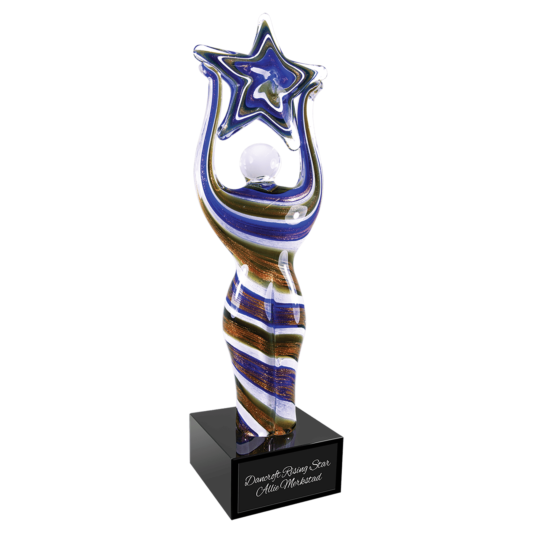 12" Glass Figure With Star And Black Base