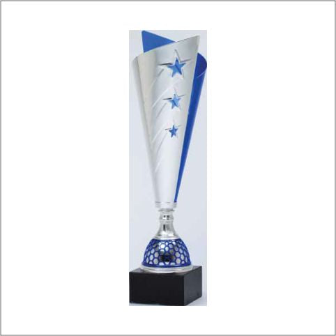 Blue/Silver Cup On Black Marble Base
