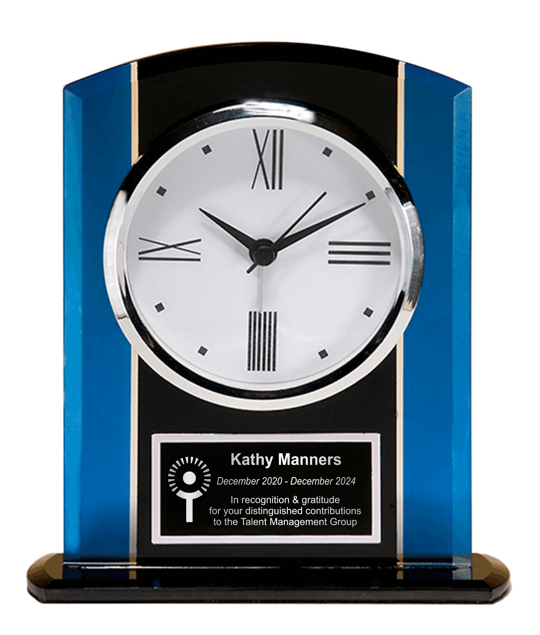 Economy Black And Blue Glass Clock