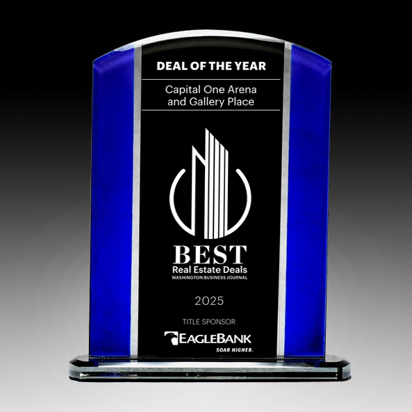 Economy Black And Blue Glass Plaque