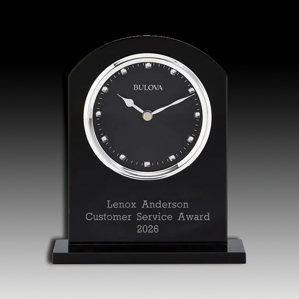 Ebony Crystal Bulova Contemporary Tabletop Clock