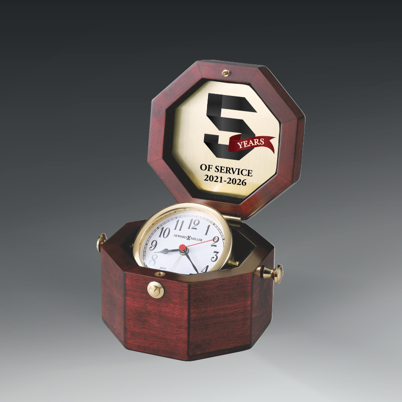 Captains Clock Encased In Cherrywood