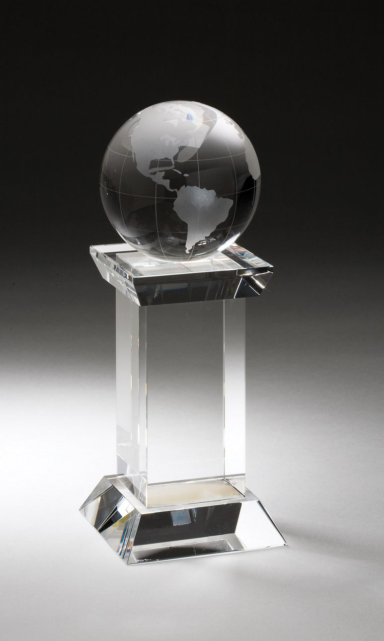 8" Crystal Globe on Clear Tower