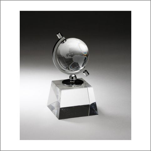 Crystal Spinning Globe On Clear Base