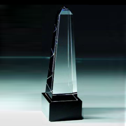 Crystal Obelisk Award On Black Base