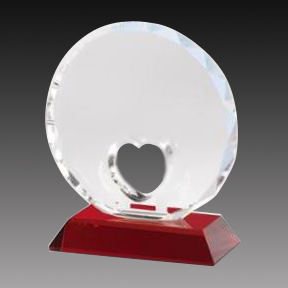 Crystal Heart Cut Out On Red Base - 5.5"