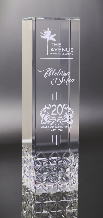 8.5" Carved Asterisk Crystal Tower