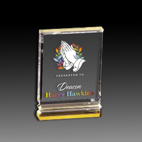 Gold Acrylic Rectangle With Ribbed Base