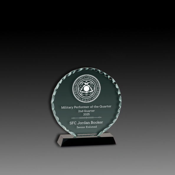 Round Facet Glass On Black Base