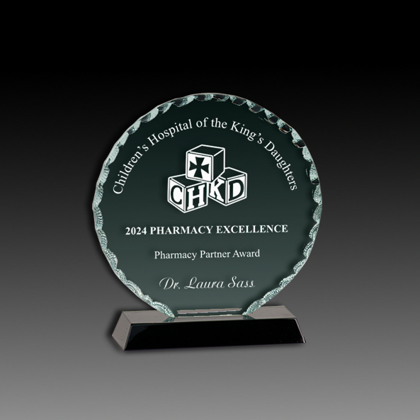 Round Facet Glass On Black Base