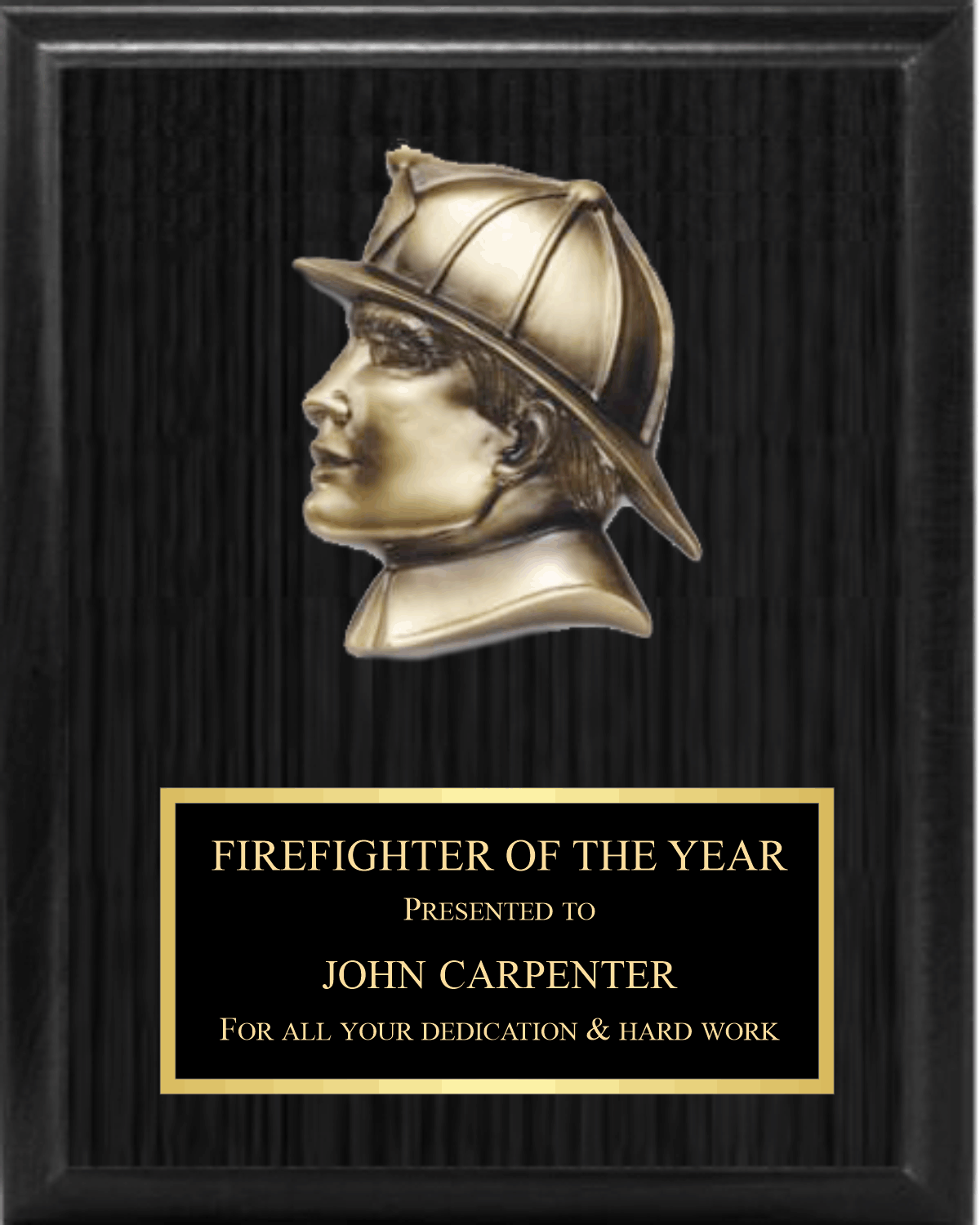 5" Fireman Profile On Plaque