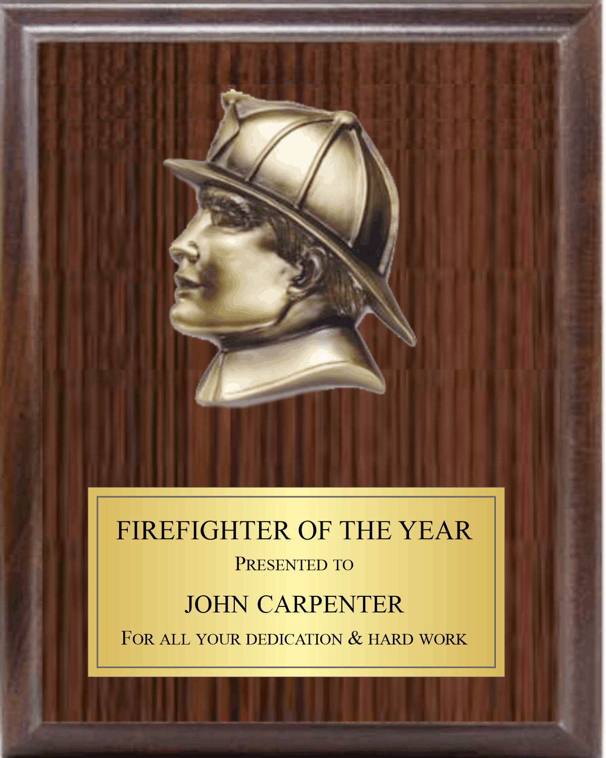 5" Fireman Profile On Plaque