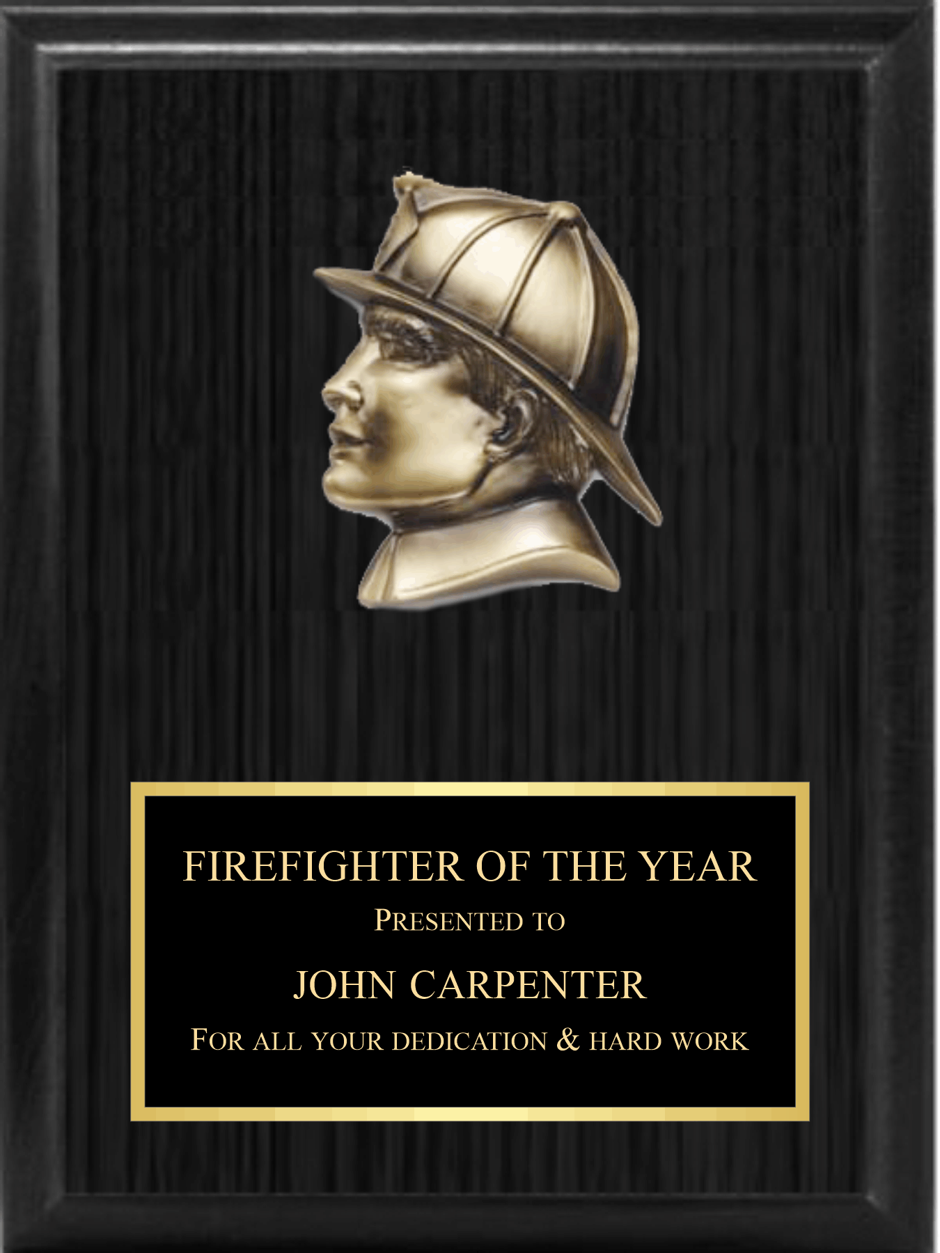 5" Fireman Profile On Plaque