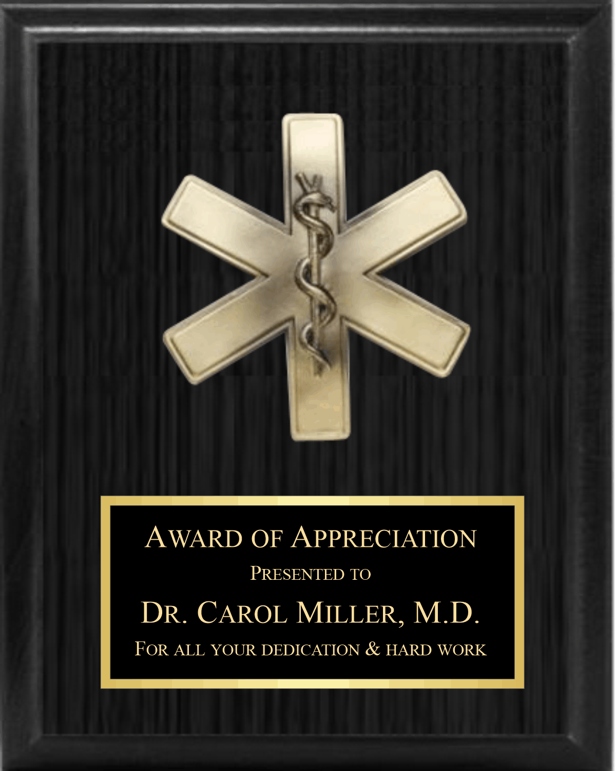 5" Star Of Life On Plaque