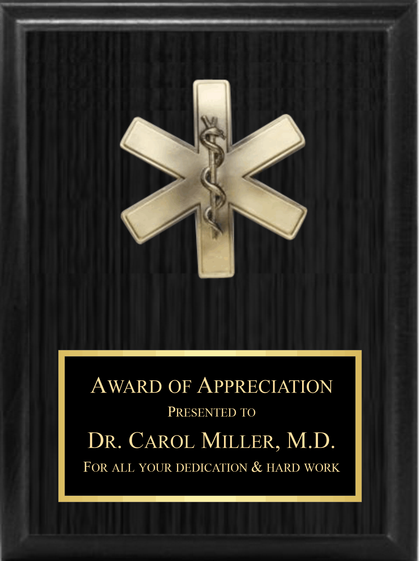 5" Star Of Life On Plaque