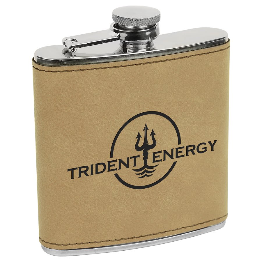 6 Oz. Laserable Leatherette Stainless Steel Flask